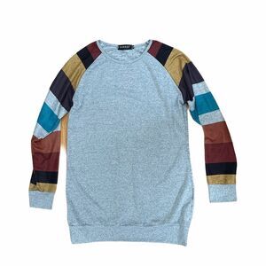 HARHAY gray soft striped sleeve sweater tunic med